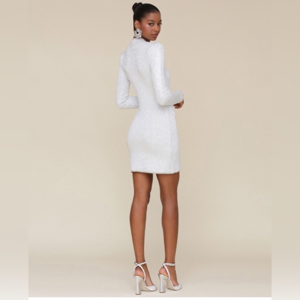 ❗️BUY NOW❗️ITEM WILL BE REMOVED SOON❗️Sparkling White Long Sleeve sweater Dress - Picture 7 of 8